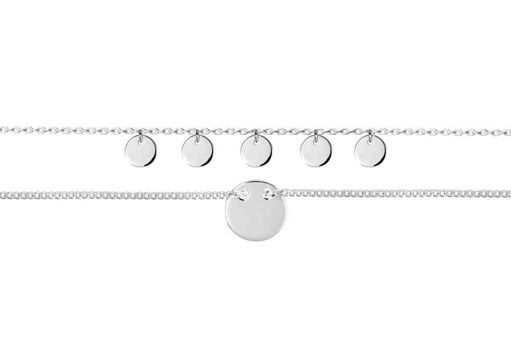 Collar plata 925 doble cadena placas