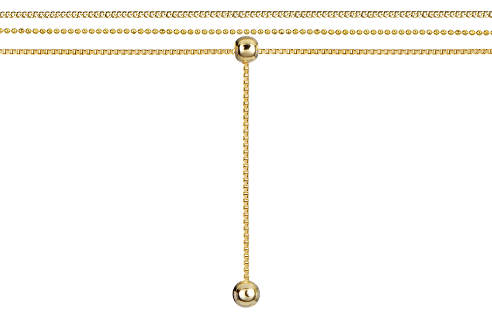 [17387N38E3DO] Sterling silver triple chain necklace (Gold plated)