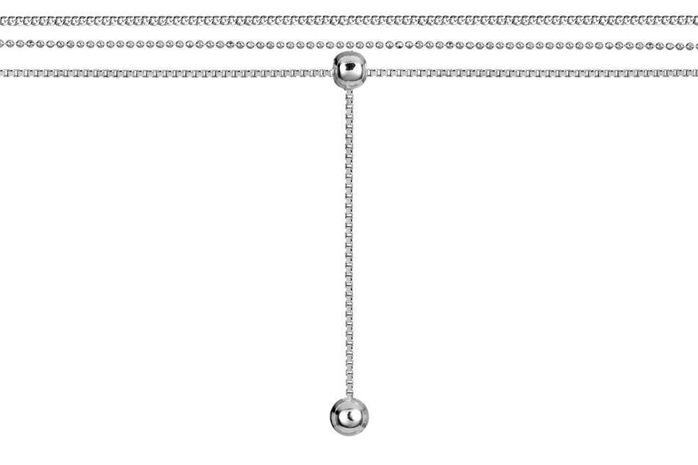 Collar plata 925 triple cadena con bola 3mm
