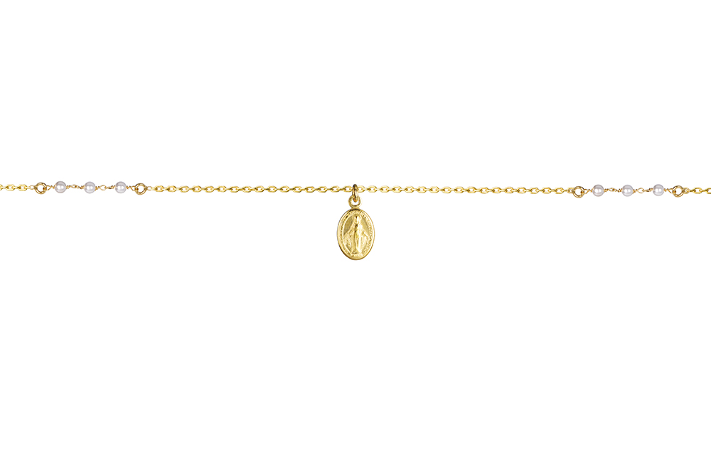 Sterling silver pearls & virgin necklace