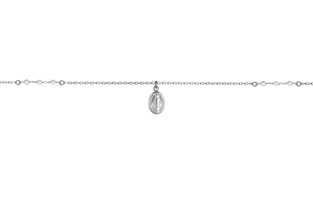 Sterling silver pearls & virgin necklace