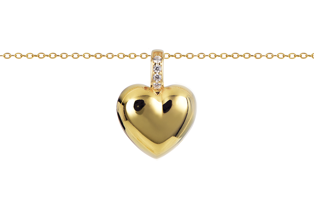 [17616N40E5ZBLDO] Collar plata 925 corazón con zirconita (Oro)
