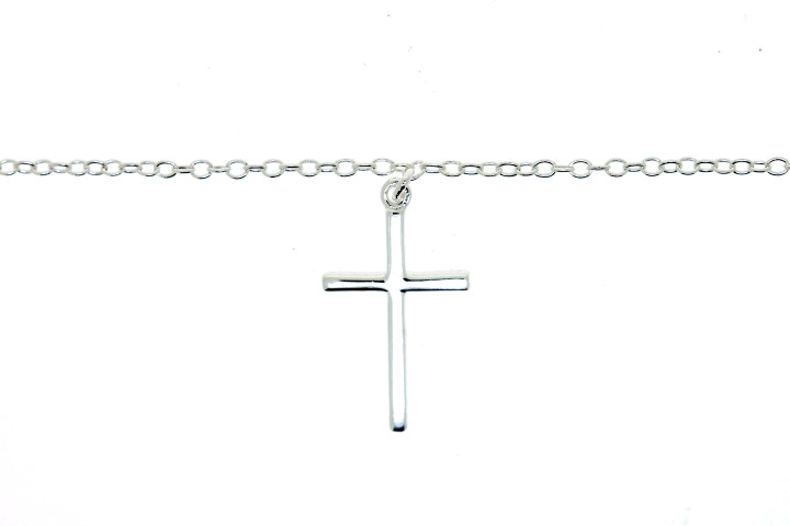 [17622N40A5PL] Sterling silver 16x9mm cross necklace (Sterling silver)