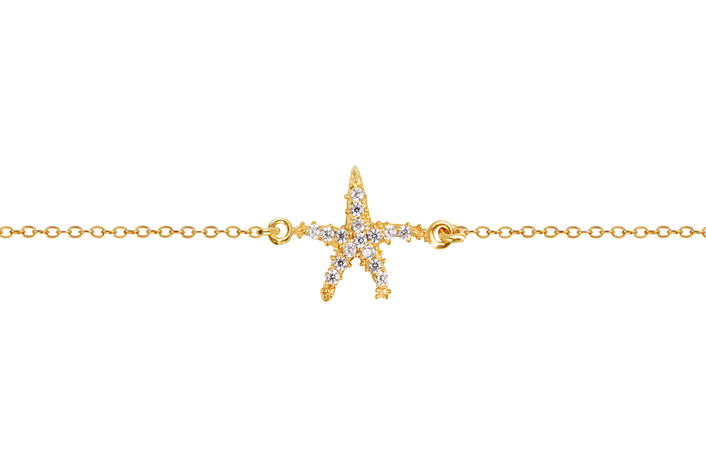 Sterling silver zirconia starfish necklace
