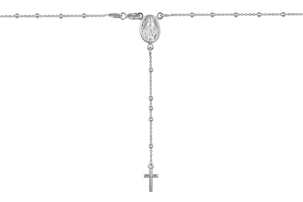 Collar plata 925 rosario medalla virgen 11x8mm y cruz 13x6mm