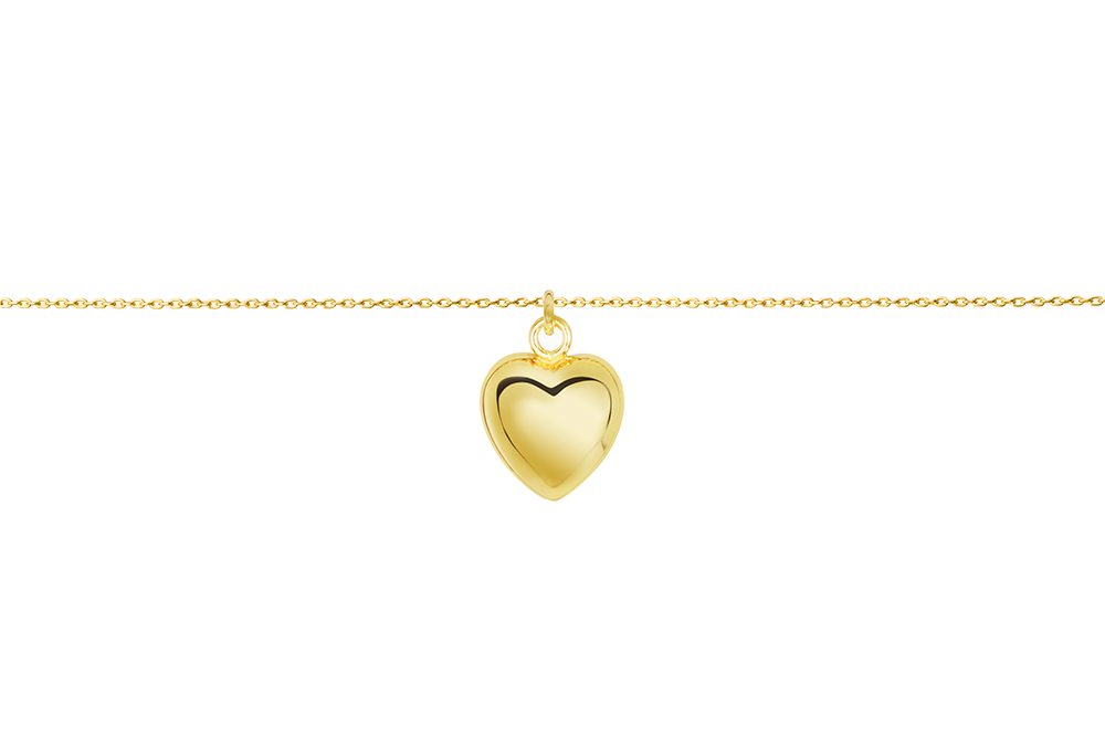 [18149N38E5DO] Sterling silver 17x14mm heart necklace (Gold plated)