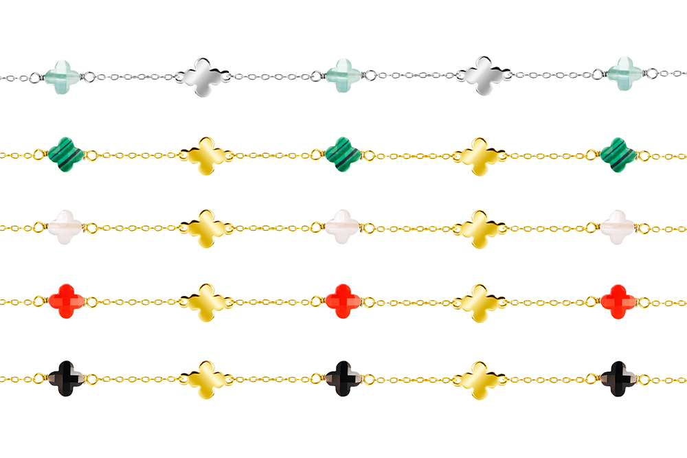 Sterling silver 6x6 stones flowers necklace