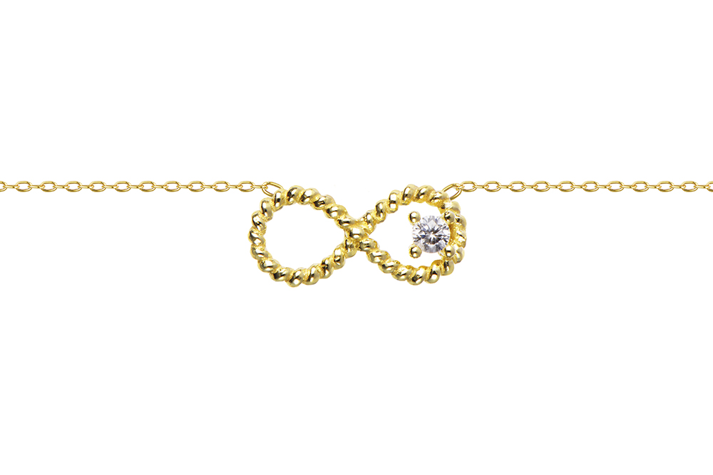 [18352N38E5ZBLDO] Collar plata 925 simbolo infinito 7x16mm con zirconita 2mm (Oro)
