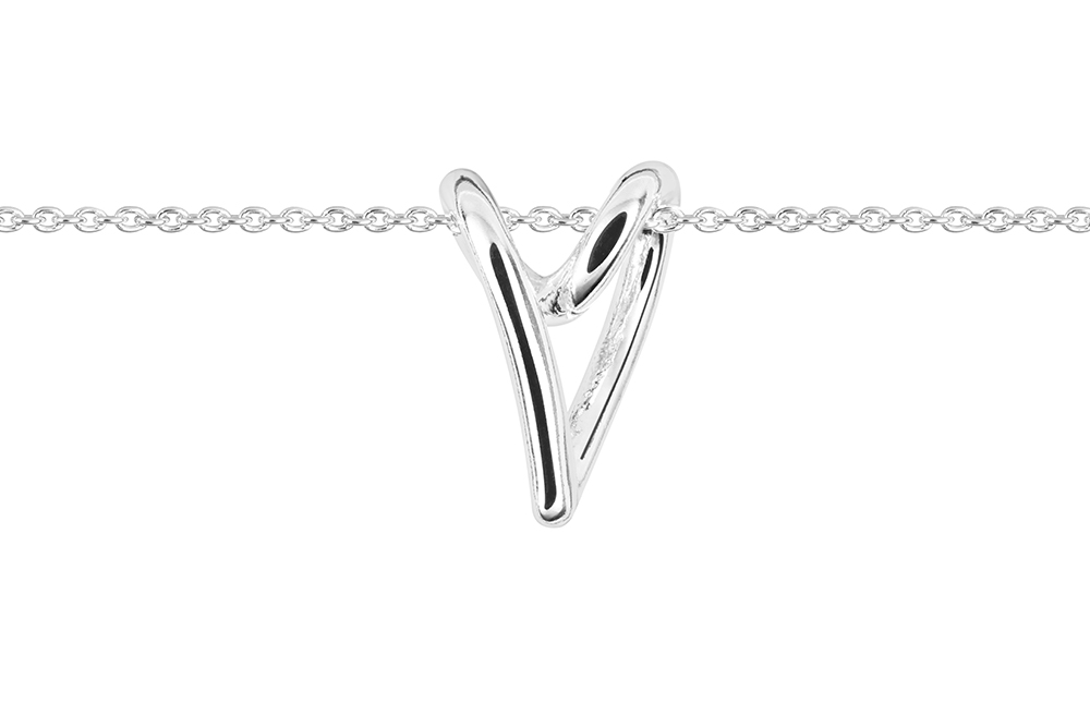 [18460N40A5PL] Sterling silver 19x13mm heart design necklace (Sterling silver)