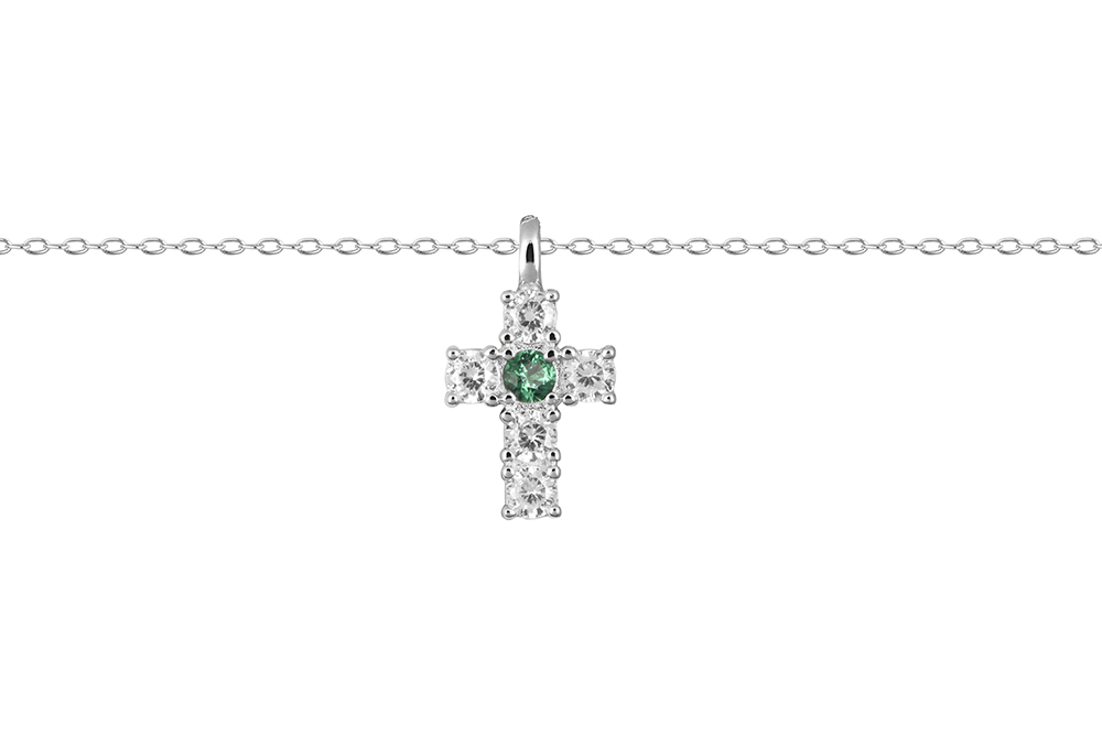 Sterling silver zirconia cross necklace