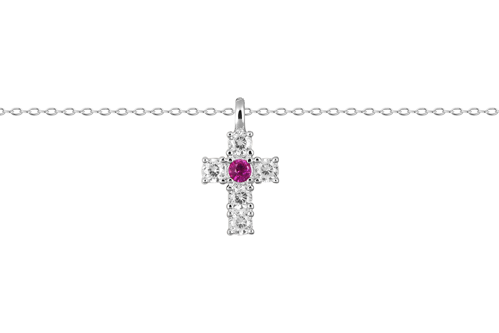 Collar plata 925 cruz zirconitas blancas