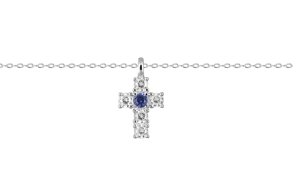Collar plata 925 cruz zirconitas blancas