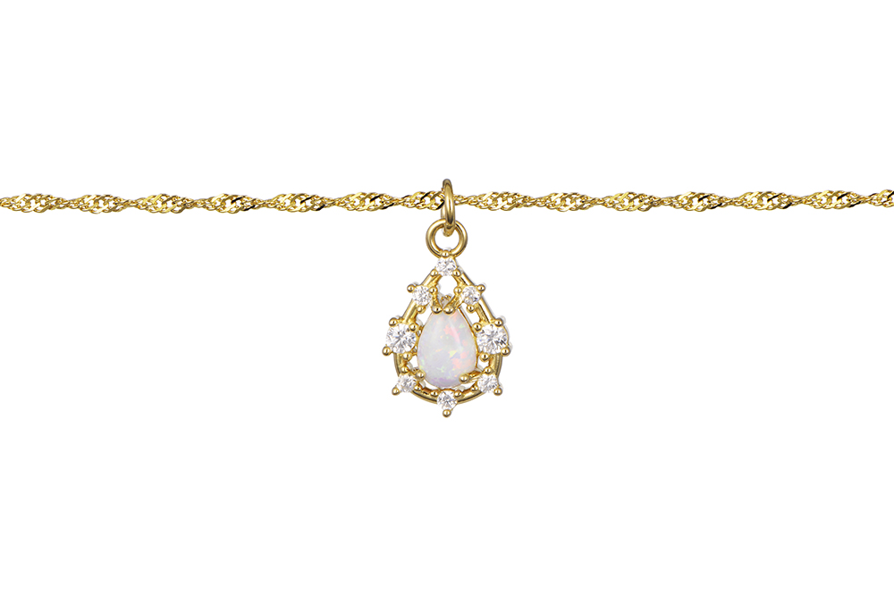 Collar plata 925 piedra forma de pera con zirconitas blancas