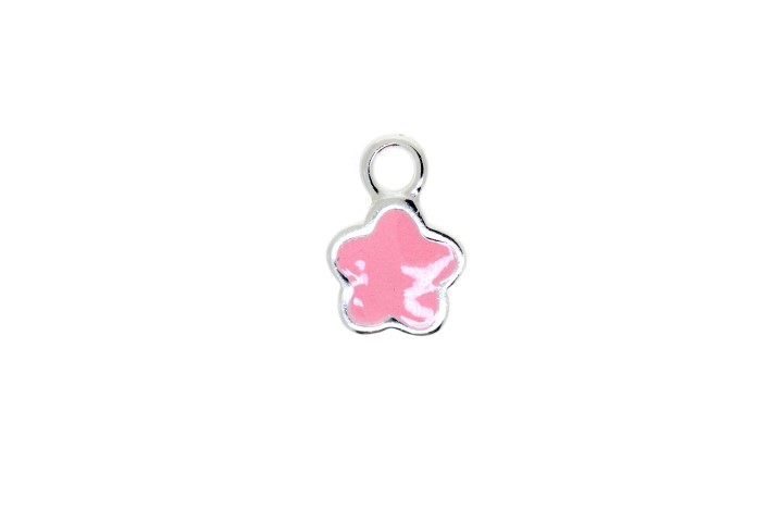 Silver 925 charms enamel flower