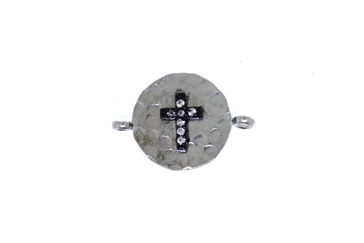 Entrepieza plata 925 con cruz rutenio cz blanca 