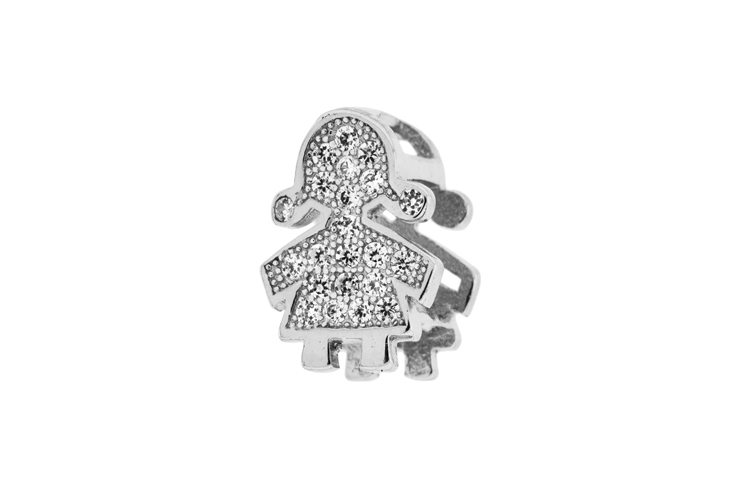 Entrepieza plata 925 zirconita niña pasante 
