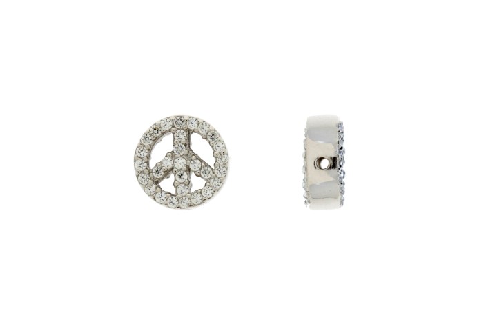 [005880001ZBL] Silver 925 finding peace symbol cz (White, Rhodium plated)