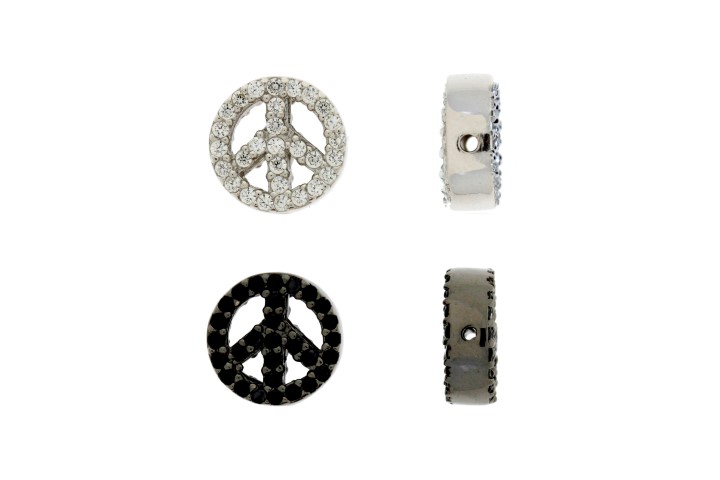 Entrepieza plata 925 simbolo paz zirconita 