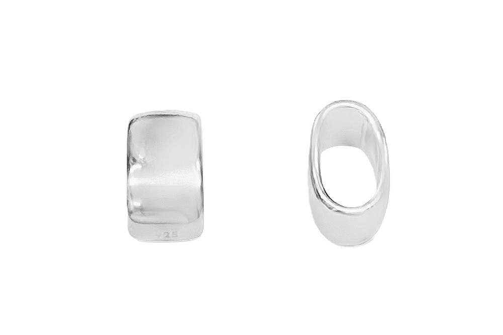 [05565FM090PL] Tubo oval plata 925 9mm agujero 3.5mm x 6.5mm (Plata)