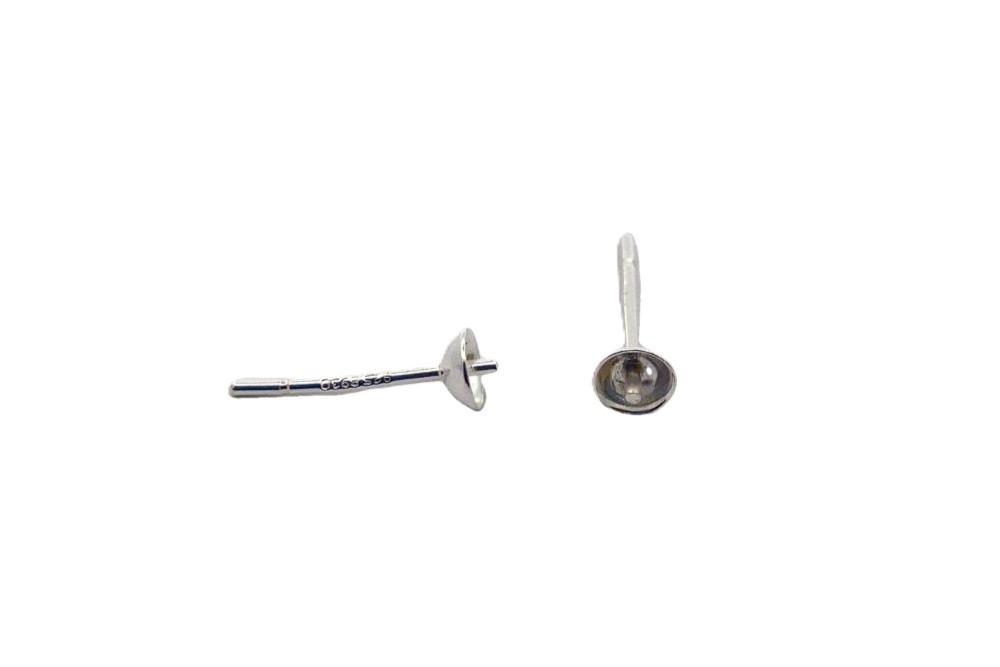 [0569503000PL] Finding earring silver 925 3.00/4.00mm (pack of 100) (3.00MM, Sterling silver)