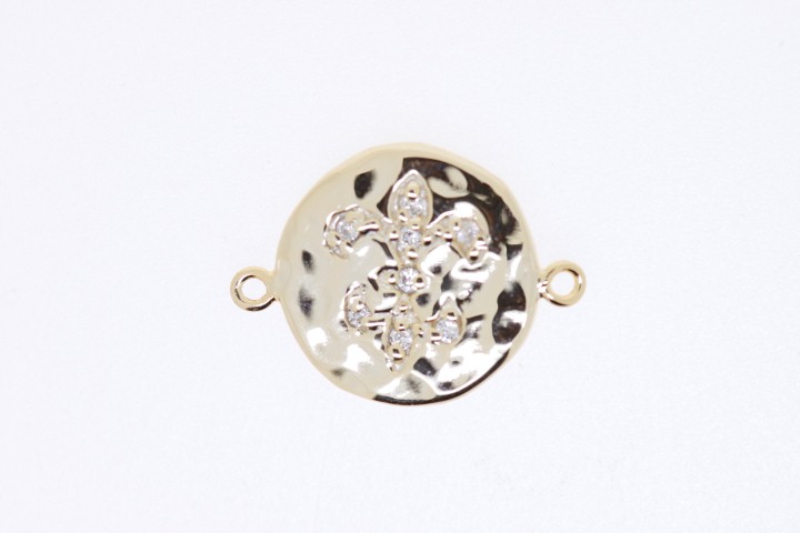 [057130002ZBL] Finding lily flower cz silver 925 with rh (Gold plated)