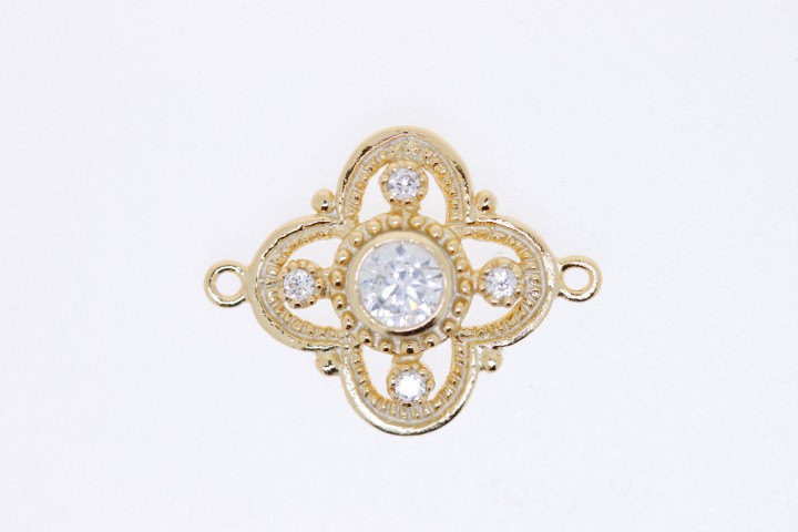 Findind silver 925 cz with gold plated