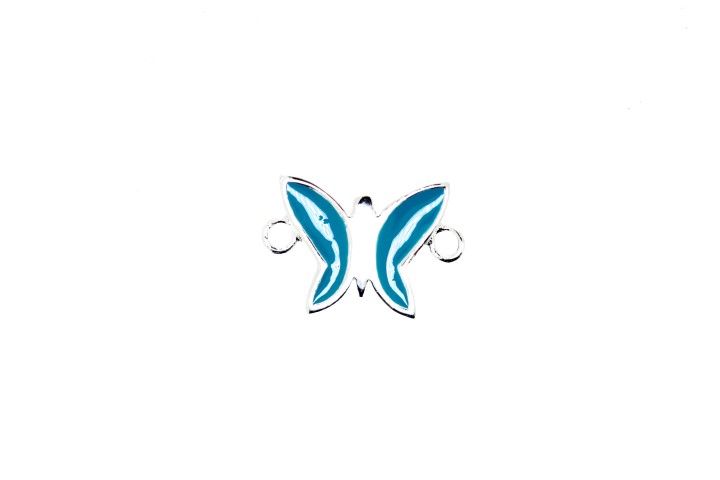 [06232000ECEL] Entrepieza plata esmaltada mariposa (Azul claro)
