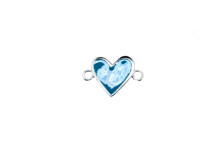 [06233000ECEL] Entrepieza plata esmaltada corazon (Azul claro)