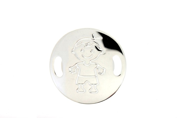 Entrepieza placa plata 925 redonda niño (pack de 3) 