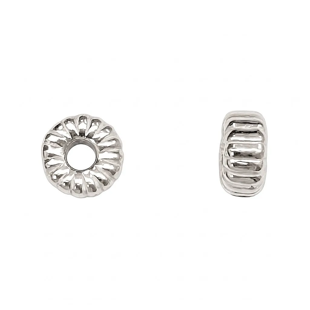 [0727724000PL] Sterling Silver Corrugated Donut Spacer Beads - 4.00mm (Pack of 50) (Sterling silver)