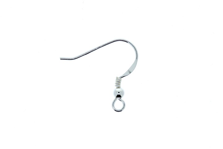 Gancho hippie plata 925 con bola 3mm