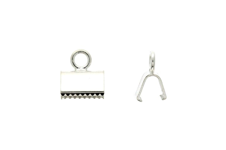 [0752790000PL] Terminal chafa plata 925 para cordón plano 6.00/7.00/9.00mm (pack de 10) (9MM, Plata)