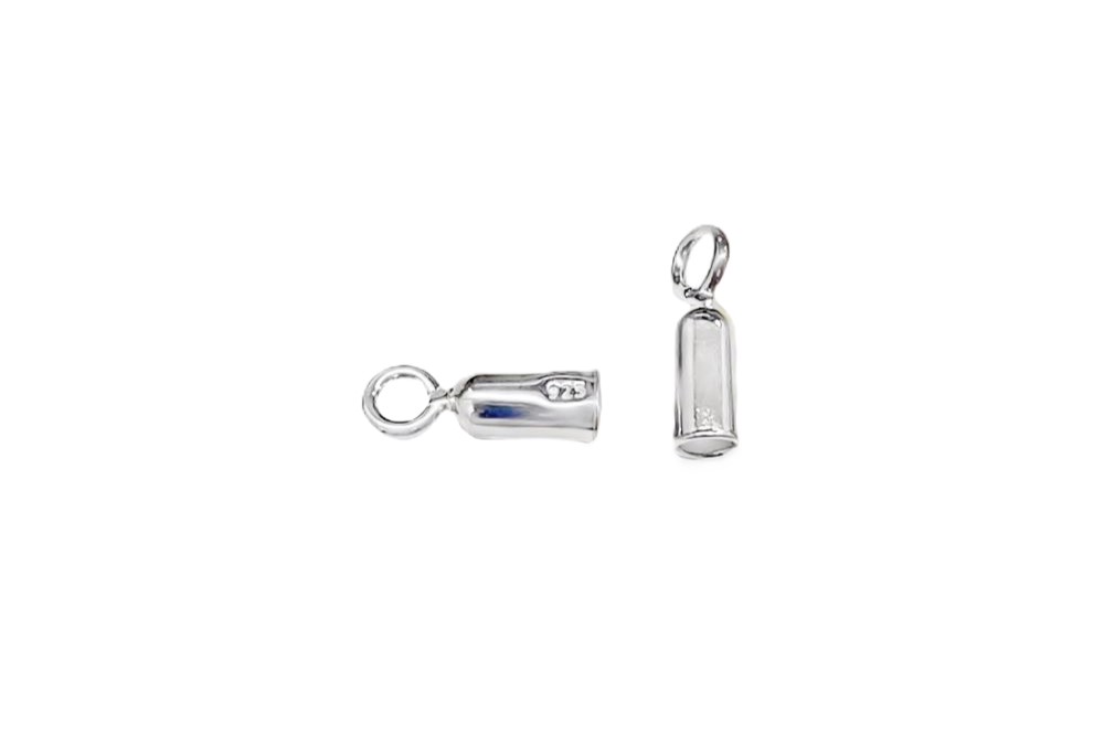 [0810220000PL] Terminal plata 925 tubo redondo cerrado c/anilla 1.20/1.70/2.00/2.50mm (pack de 50) (2MM, Plata)