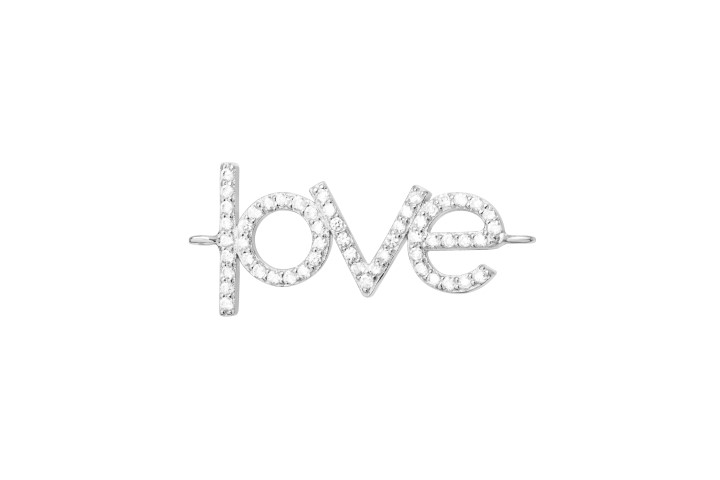 [098640001ZBL] Silver 925 love cz finding (White, Rhodium plated)