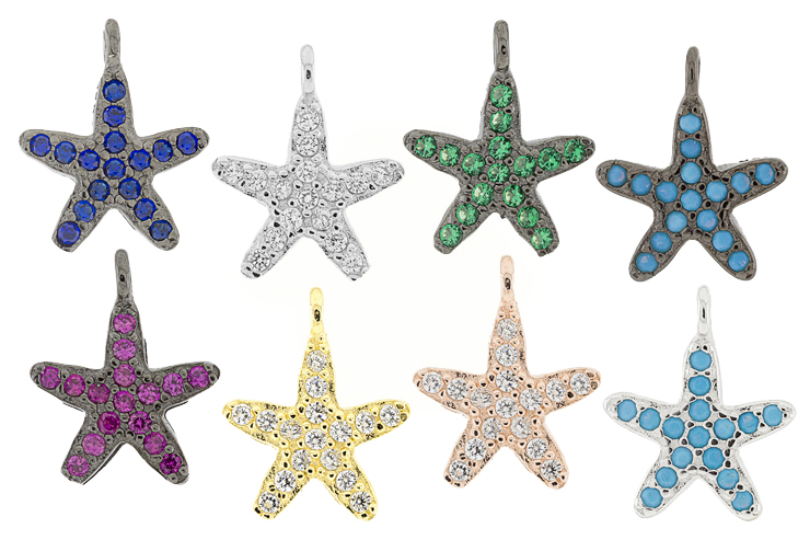 Charm plata 925 estrella de mar cz