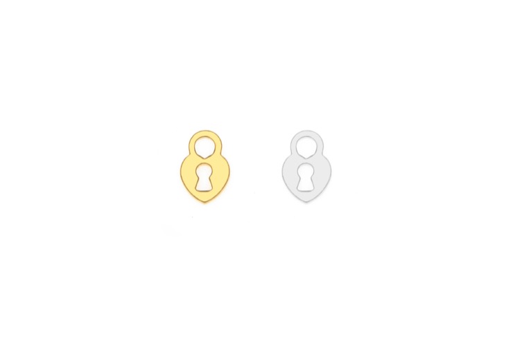 Sterling silver padlock heart charm