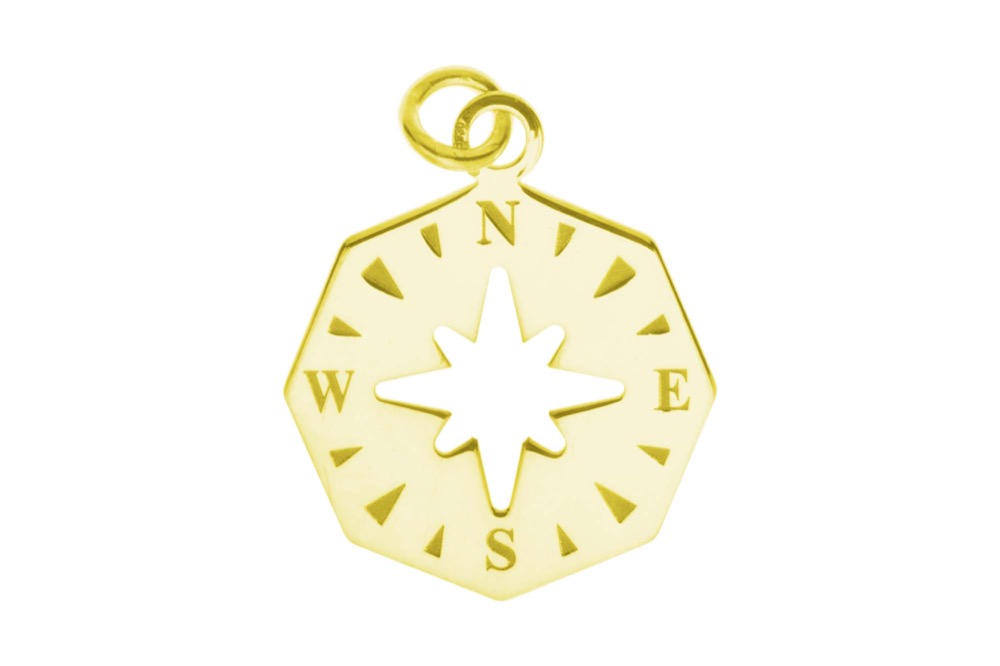 Charm plata 925 rosa de los vientos c/anilla 