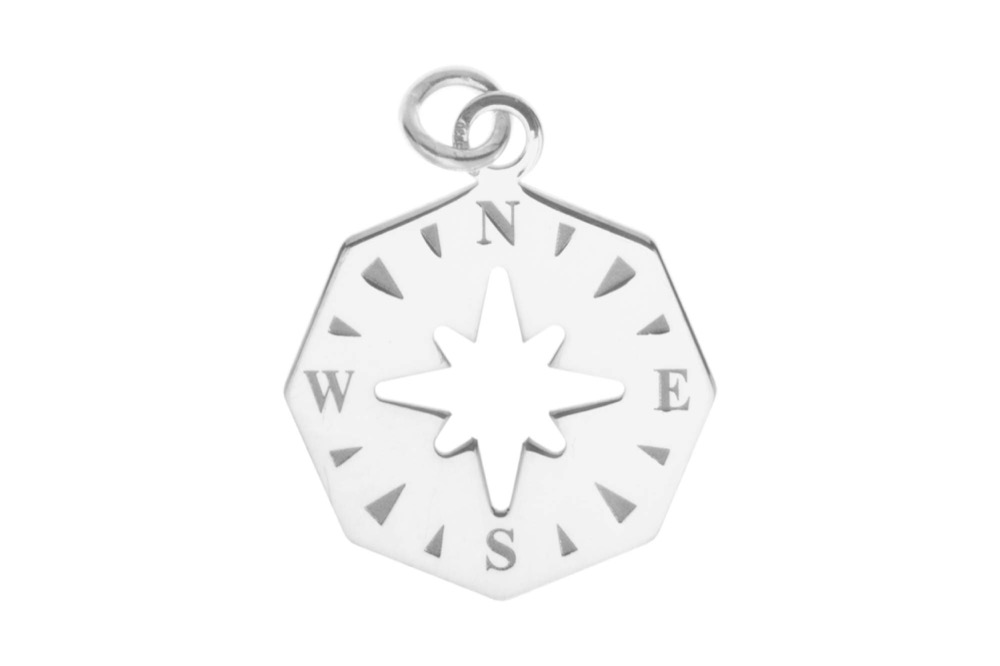 Charm plata 925 rosa de los vientos c/anilla 