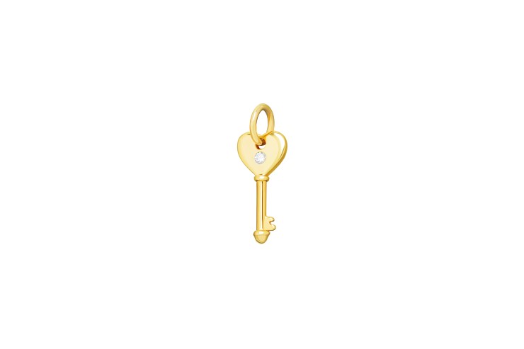 Charm plata 925 zirconita llave corazón 