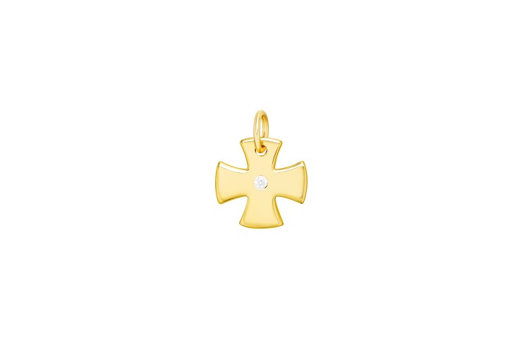 [107590002ZBL] Charm plata 925 zirconita cruz de malta  (Blanca, Oro)