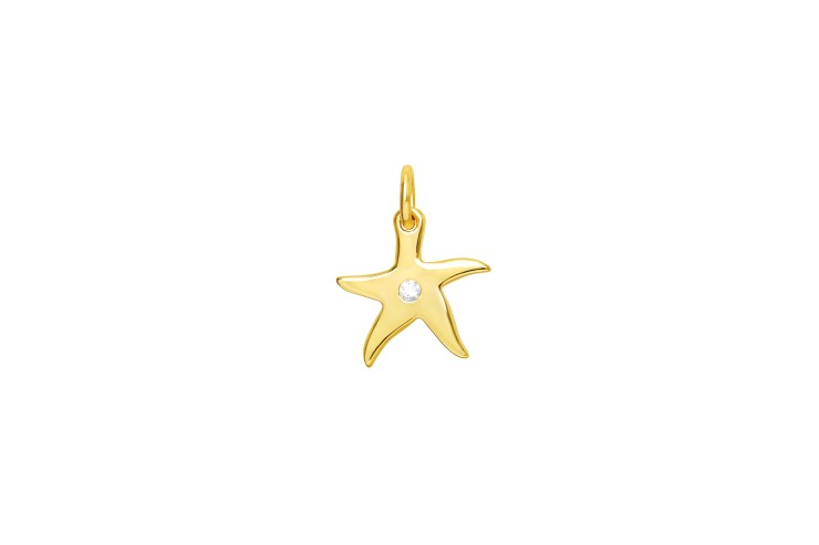 [107640002ZBL] Silver 925 cz starfish charm (White, Gold plated)