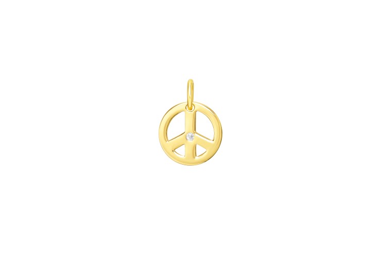 Silver 925 cz peace symbol charm