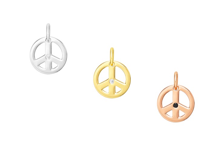 Charm plata 925 zirconita simbolo paz 