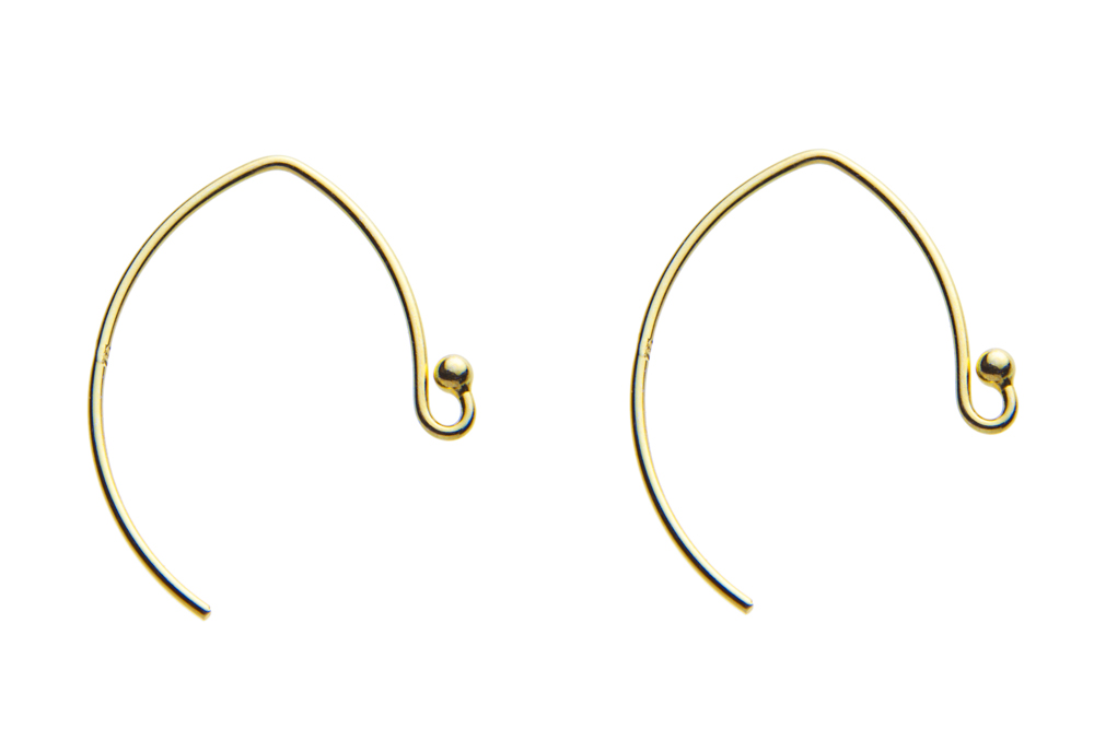 Gancho oval pendiente plata 925 con bola 2mm