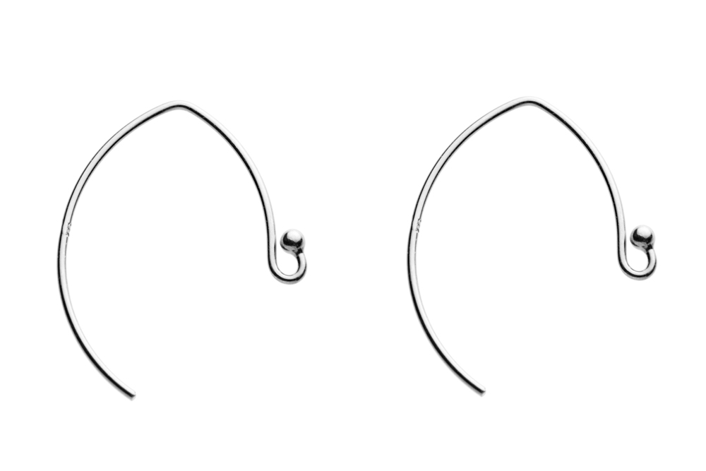 Gancho oval pendiente plata 925 con bola 2mm