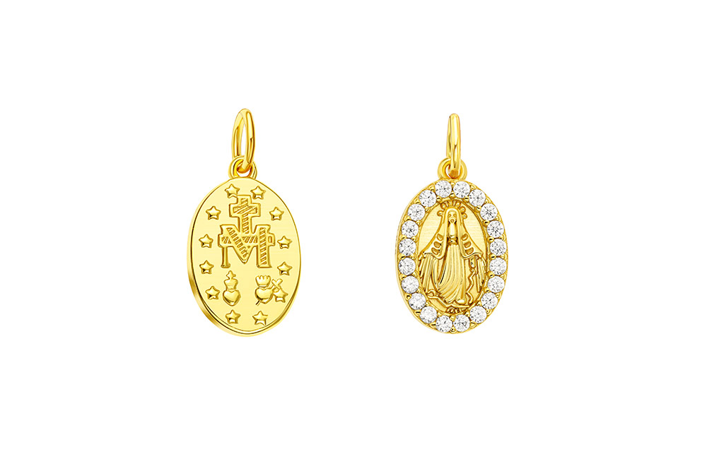Charm plata 925 medalla virgen con zirconita
