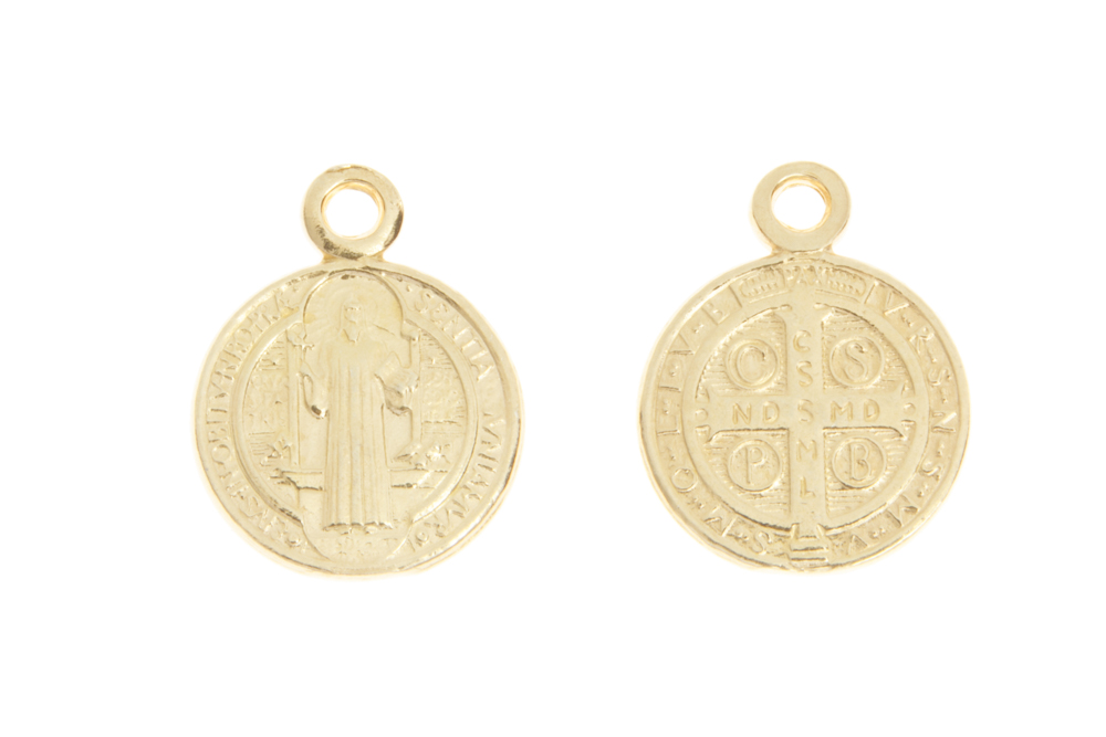 Colgante charm plata 925 medalla san benito 12mm 