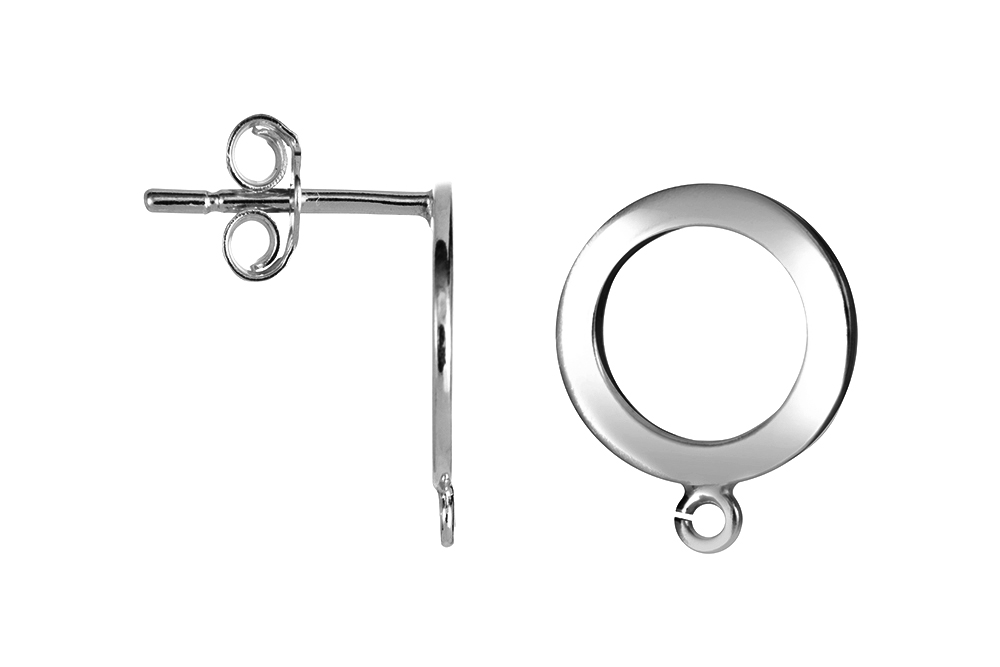 [15368FPL] Base pendiente plata 925 circulo plano (Plata)