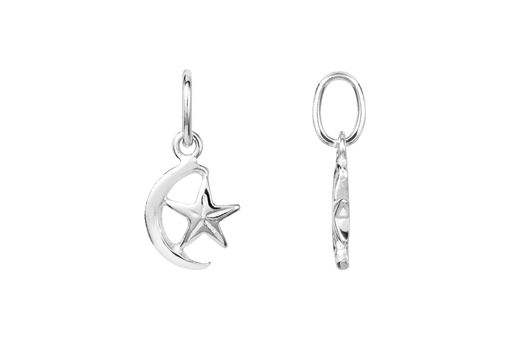 Sterling silver moon star charm