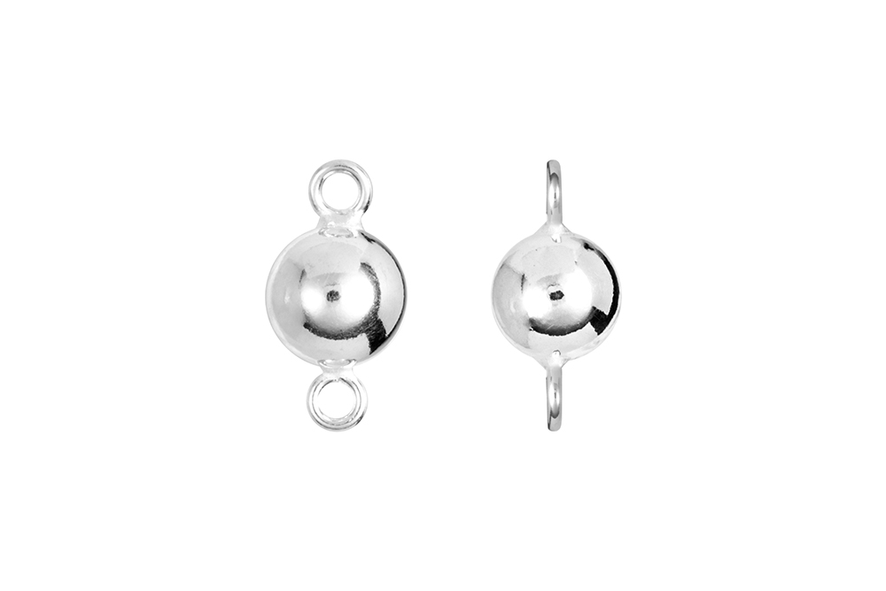 [15439FE060PL] Entrepieza plata 925 bola con dos anillas cerradas soldadas (Plata)